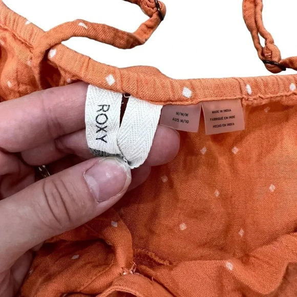 Roxy Orange Polka Dot Button Front Jumpsuit M - Picture 4 of 5